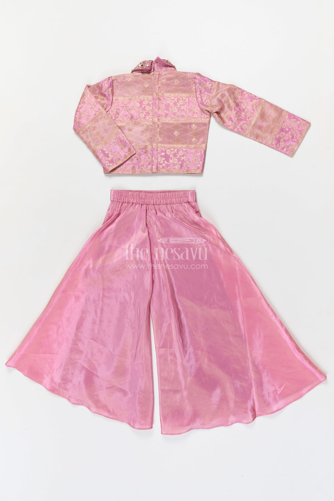 The Nesavu Girls Sharara / Plazo Set Girls Sharara Set with Designer Yoke for Weddings and Festive Occasions Nesavu Nesavu girls sharara set with designer yoke and sling bag for weddings and festive wear