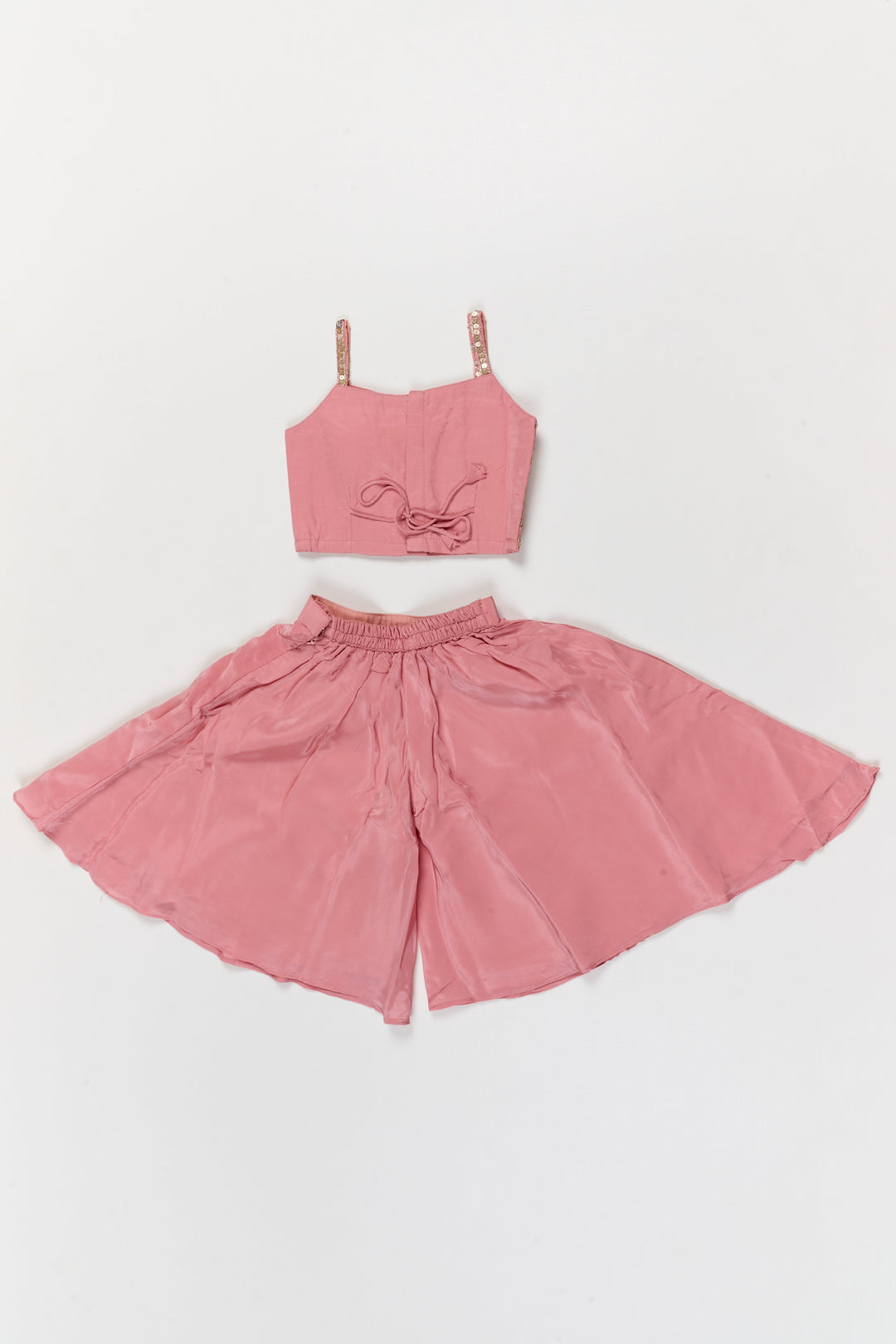 The Nesavu Girls Sharara / Plazo Set Girls Sharara Set with Embroidered Jacket for Weddings and Special Occasions Nesavu Nesavu girls sharara set with designer embroidered jacket and georgette flared pants for festive events