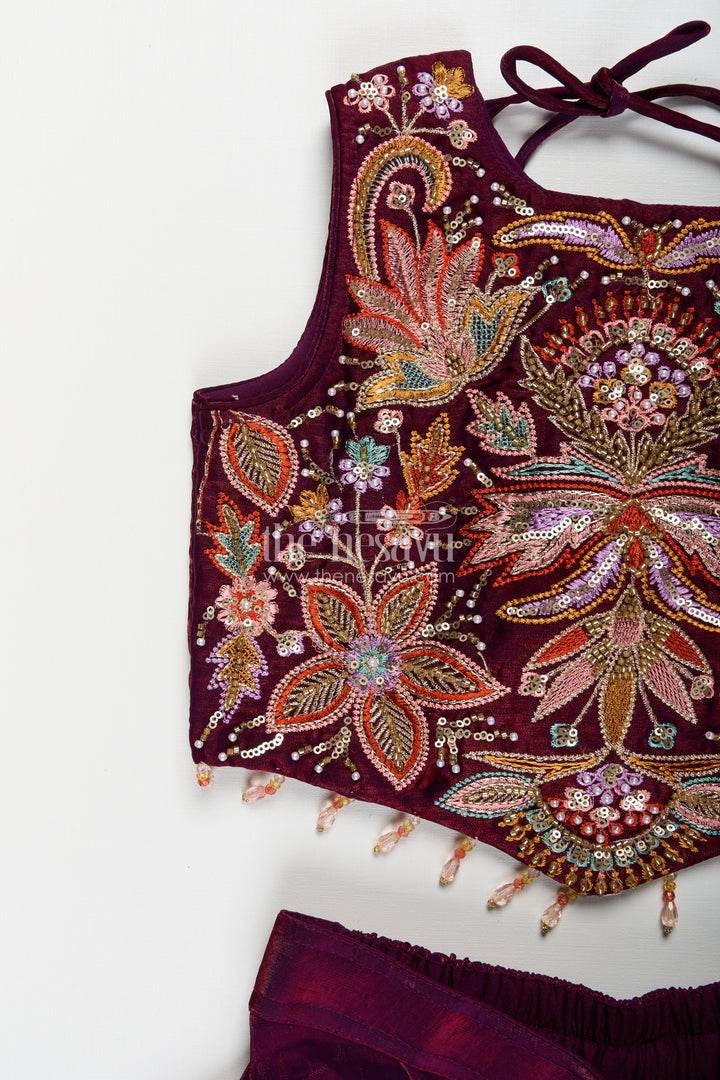 The Nesavu Girls Sharara / Plazo Set Girls sharara set with embroidered kurti for weddings and parties Nesavu Nesavu girls sharara set embroidered kurti weddings festive occasions