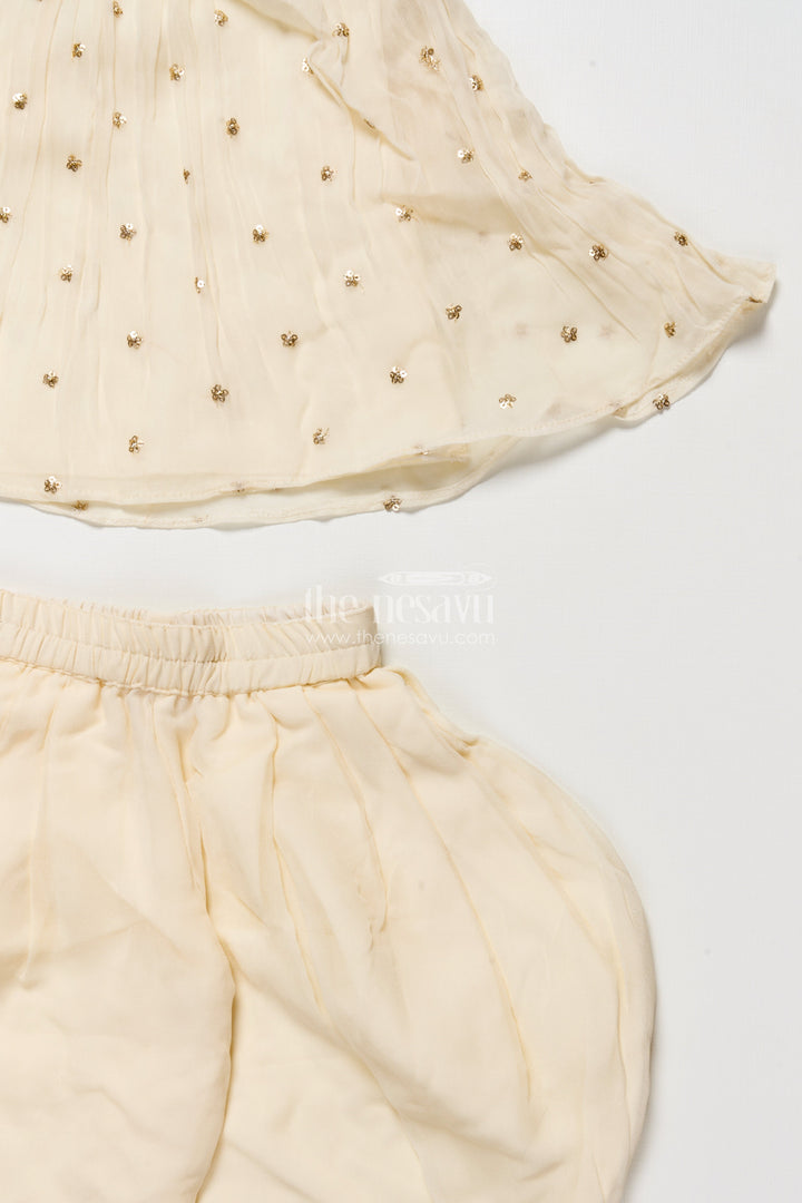 The Nesavu Girls Sharara / Plazo Set Girls Sharara Set with Embroidered Yoke for Festive and Cultural Events Nesavu Nesavu georgette sharara set embroidered yoke festive outfit girls ethnic events poojas