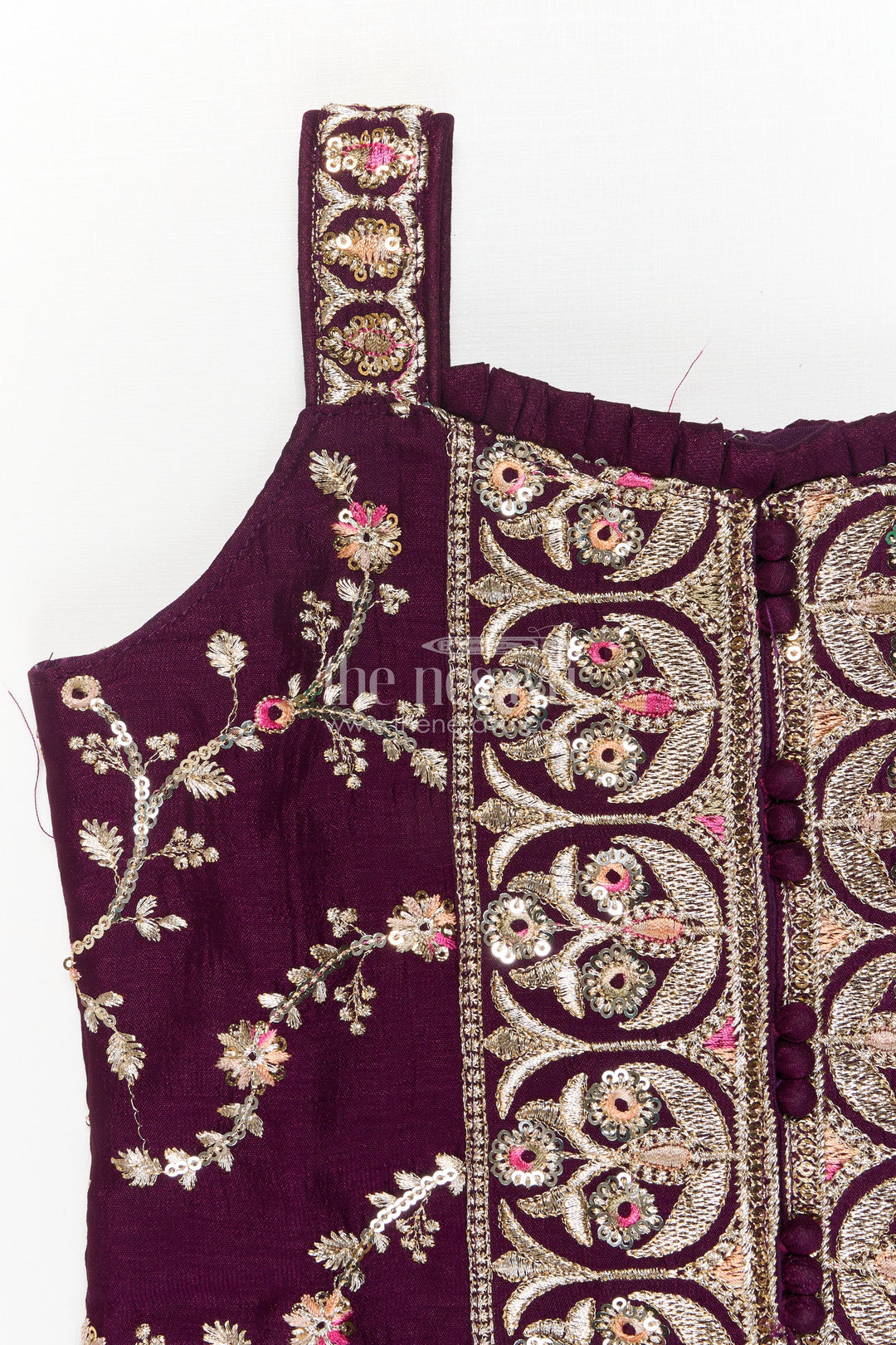 The Nesavu Girls Sharara / Plazo Set Girls Sharara Set with Embroidered Yoke for Festive Parties and Family Gatherings Nesavu Nesavu girls sharara set with embroidered yoke and dupatta for festive parties and cultural events
