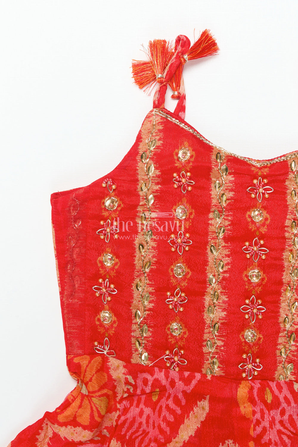 The Nesavu Girls Sharara / Plazo Set Girls Sharara Set with Embroidered Yoke for Weddings and Festive Functions Nesavu Nesavu girls embroidered sharara set georgette perfect festive celebrations wedding occasions