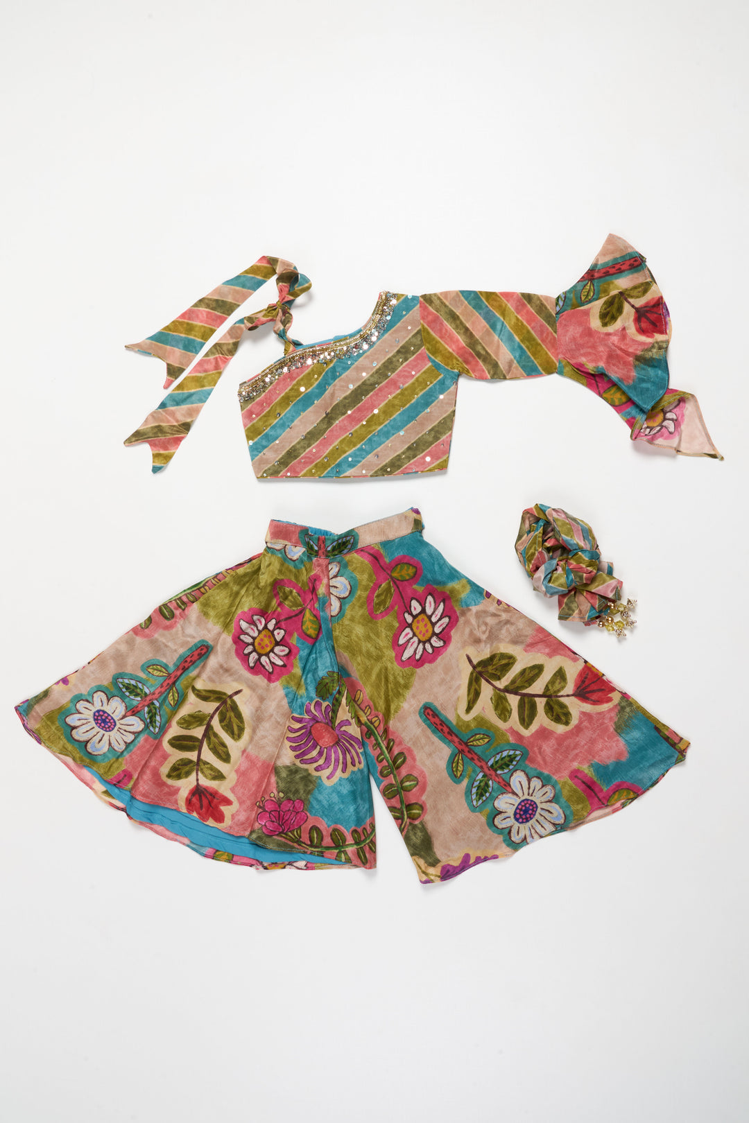 The Nesavu Girls Sharara / Plazo Set Girls Sharara Set with Embroidery for Festive Celebrations and Family Events Nesavu Nesavu girls sharara set digital print embroidery  festive outfit weddings events