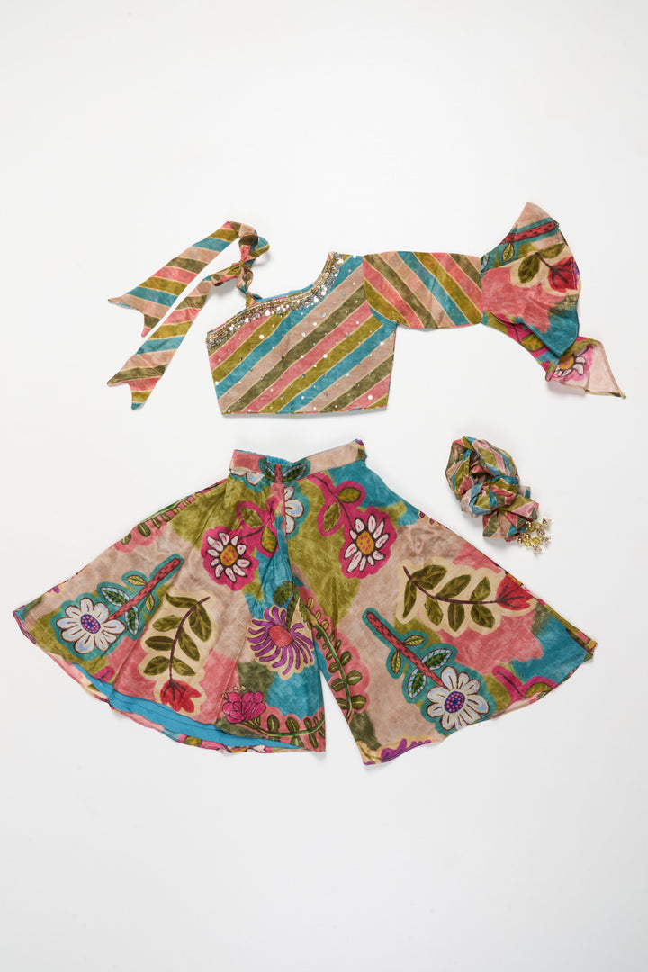 The Nesavu Girls Sharara / Plazo Set Girls Sharara Set with Embroidery for Festive Celebrations and Family Events Nesavu Nesavu girls sharara set digital print embroidery  festive outfit weddings events