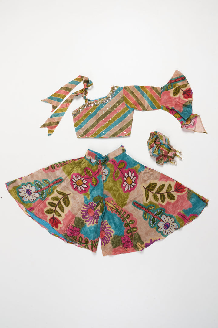 The Nesavu Girls Sharara / Plazo Set Girls Sharara Set with Embroidery for Festive Celebrations and Family Events Nesavu Nesavu girls sharara set digital print embroidery  festive outfit weddings events