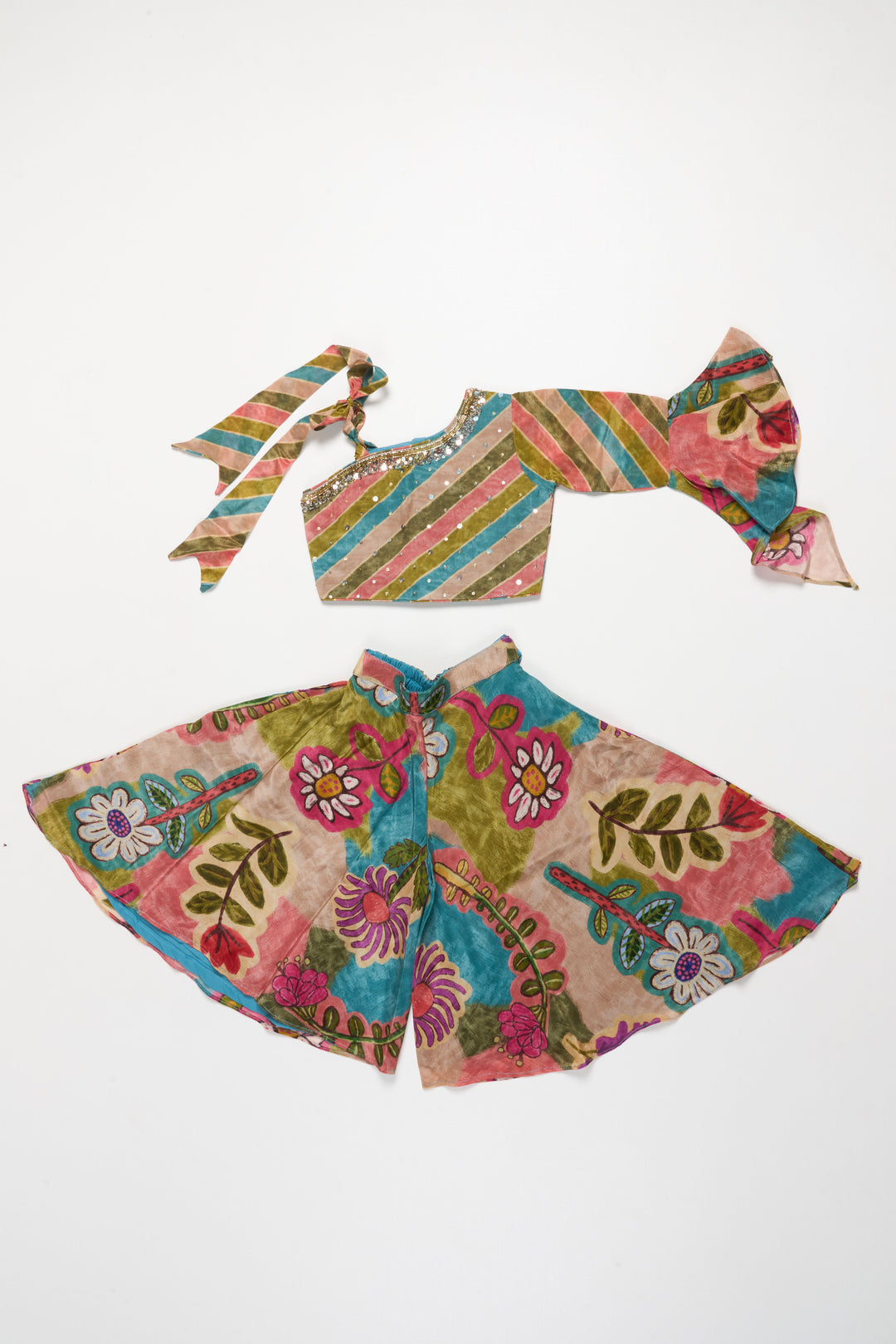 The Nesavu Girls Sharara / Plazo Set Girls Sharara Set with Embroidery for Festive Celebrations and Family Events Nesavu Nesavu girls sharara set digital print embroidery  festive outfit weddings events