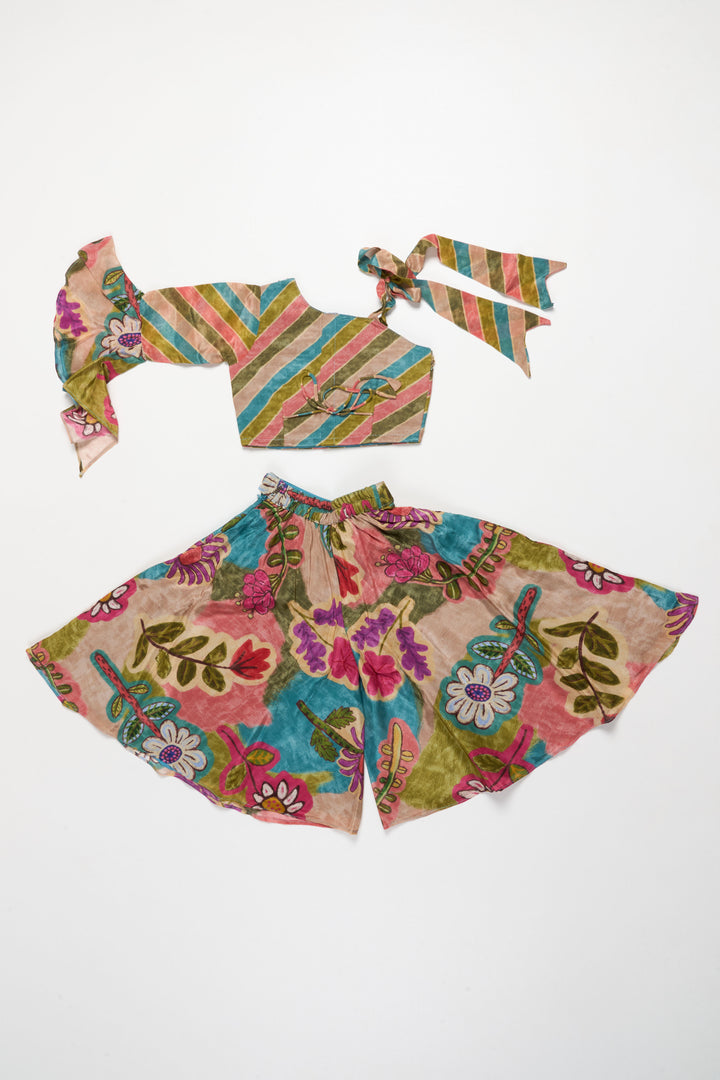 The Nesavu Girls Sharara / Plazo Set Girls Sharara Set with Embroidery for Festive Celebrations and Family Events Nesavu Nesavu girls sharara set digital print embroidery  festive outfit weddings events