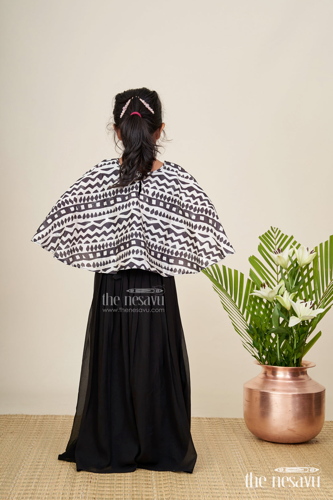 The Nesavu Girls Sharara / Plazo Set Girls sharara set with printed cape top for festive outings Nesavu Nesavu girls sharara set cape georgette top festive cultural celebrations