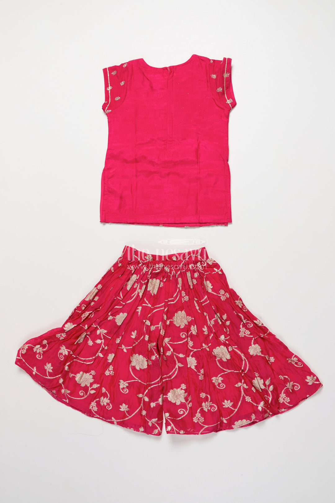 The Nesavu Girls Sharara / Plazo Set Girls Sharara Suit with Ethnic Embroidery for Weddings and Festive Functions Nesavu Nesavu girls sharara suit embroidery perfect ethnic wear weddings poojas festive occasions