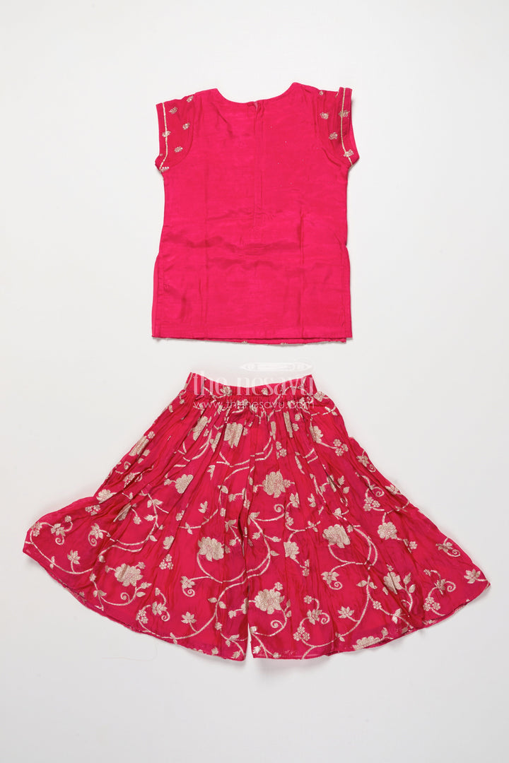 The Nesavu Girls Sharara / Plazo Set Girls Sharara Suit with Ethnic Embroidery for Weddings and Festive Functions Nesavu Nesavu girls sharara suit embroidery perfect ethnic wear weddings poojas festive occasions