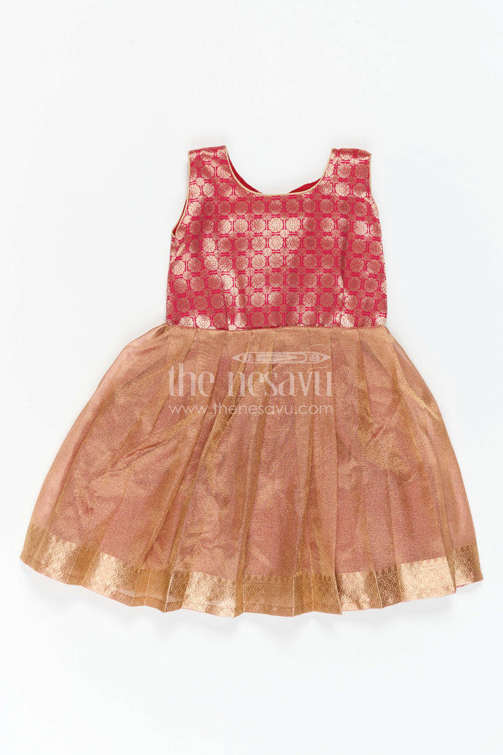 The Nesavu Silk Frock Girls Silk Frock for Birthday Parties and Festive Photoshoots Nesavu Nesavu Girls Semi Banaras Silk Frock With Elegant Bodice For Birthdays And Celebrations