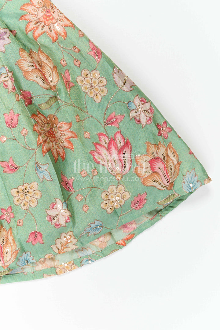 The Nesavu Silk Frock Girls Silk Frock for Festive Gatherings and Family Celebrations Nesavu Nesavu Girls Semi Banaras Silk Frock With Sequence Embroidery For Festive Celebrations