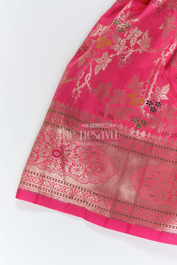 The Nesavu Silk Frock Girls Silk Frock for Festive Weddings and Birthday Parties Nesavu Nesavu Girls Silk Frock With Banarasi Skirt For Weddings And Festive Birthday Celebrations