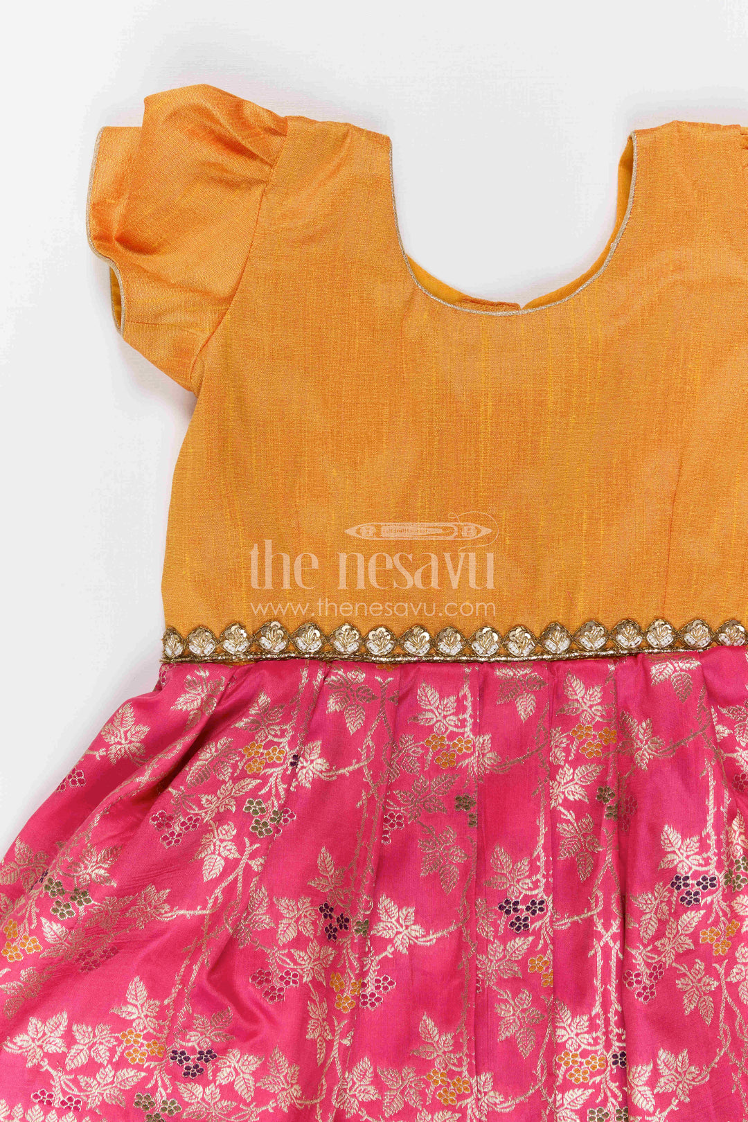The Nesavu Silk Frock Girls Silk Frock for Festive Weddings and Birthday Parties Nesavu Nesavu Girls Silk Frock With Banarasi Skirt For Weddings And Festive Birthday Celebrations