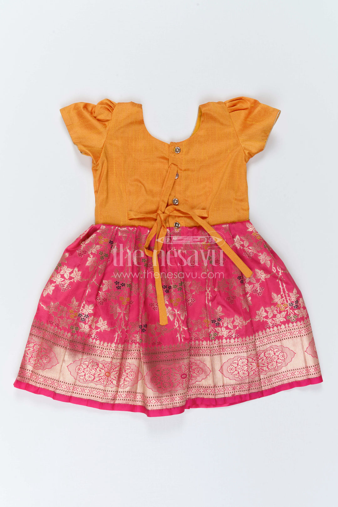 The Nesavu Silk Frock Girls Silk Frock for Festive Weddings and Birthday Parties Nesavu Nesavu Girls Silk Frock With Banarasi Skirt For Weddings And Festive Birthday Celebrations