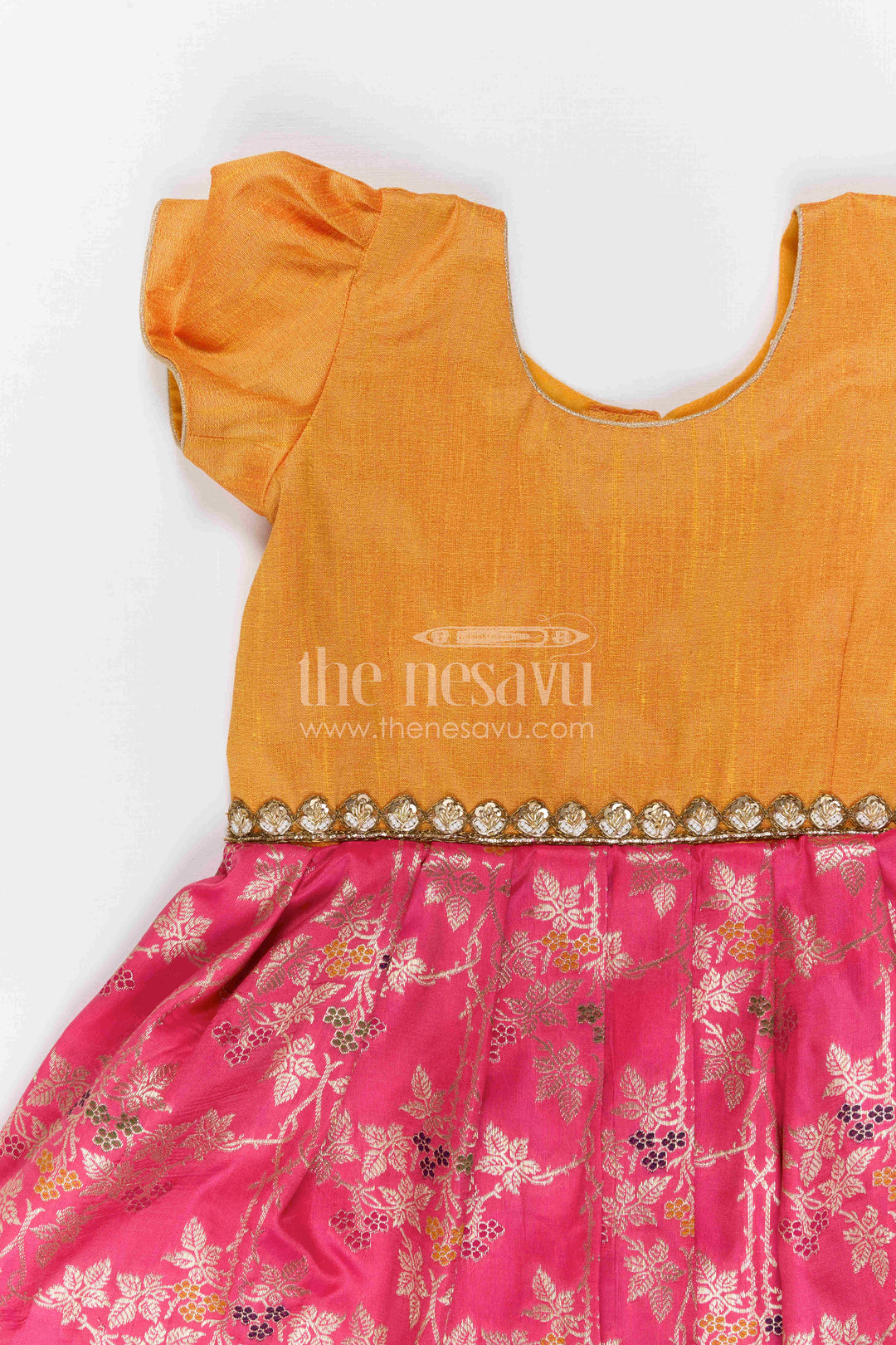 The Nesavu Silk Frock Girls Silk Frock for Festive Weddings and Birthday Parties Nesavu Nesavu Girls Silk Frock With Banarasi Skirt For Weddings And Festive Birthday Celebrations