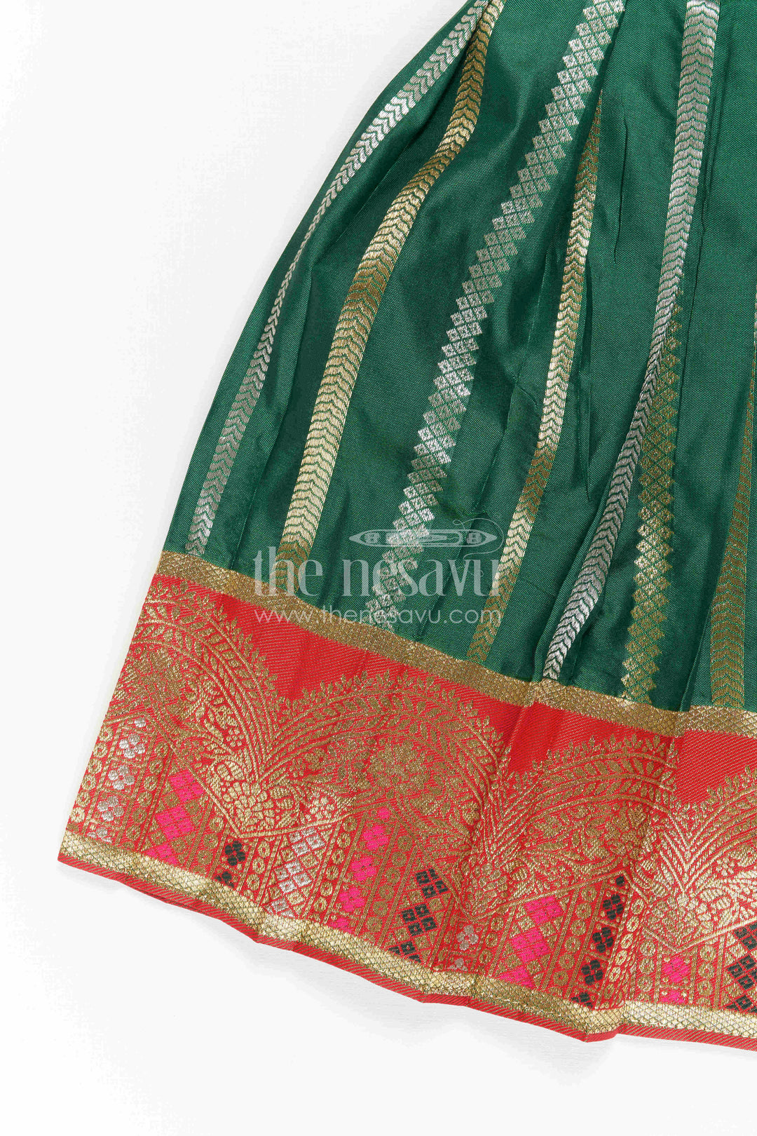 The Nesavu Girls Kanchi Silk Frock Girls Silk Frock for Wedding Receptions and Festive Occasions Nesavu Nesavu Girls Semi Kanchivaram Silk Frock With Grand Border For Weddings And Festive Celebrations