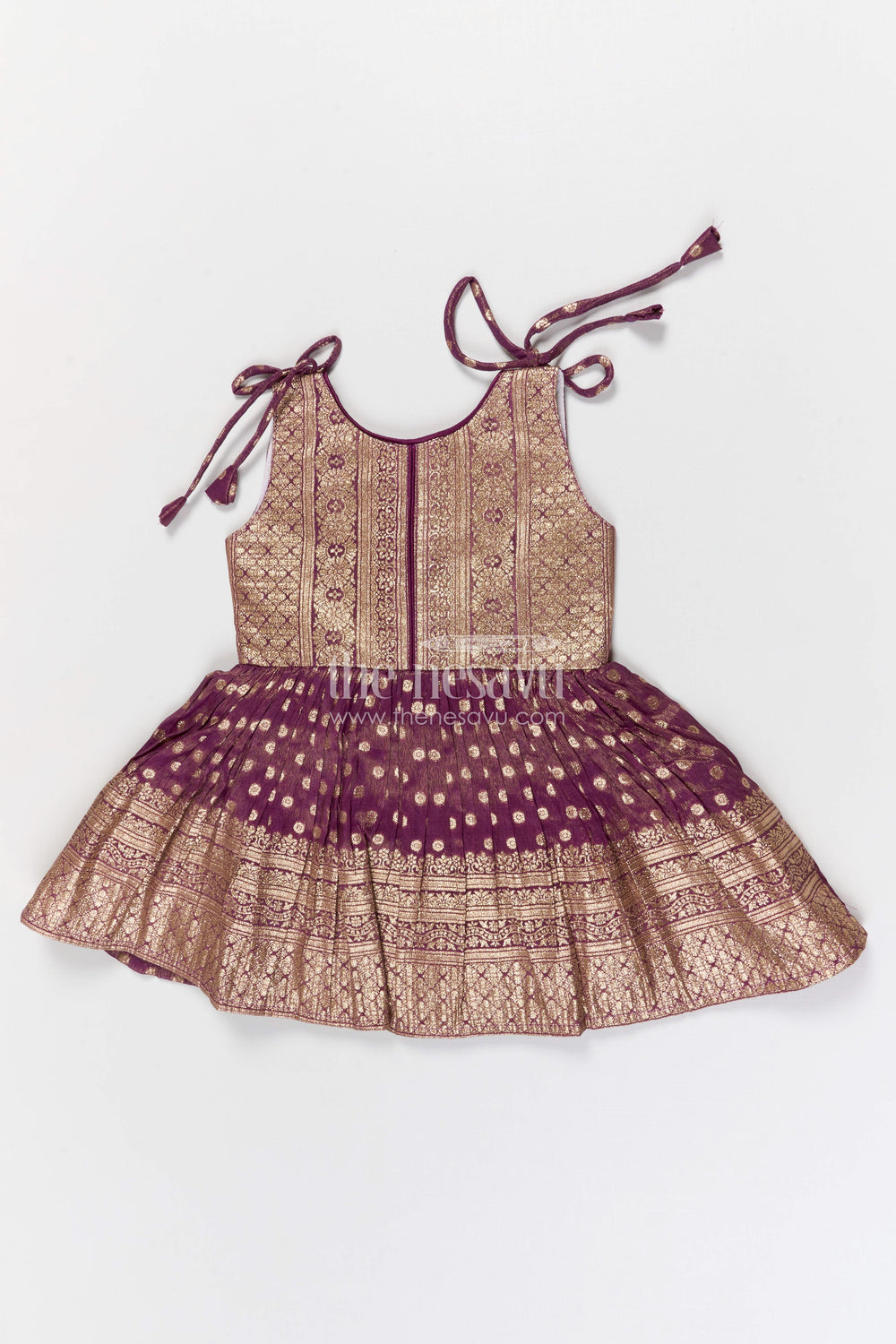 The Nesavu Silk Frock Girls Silk Frock for Weddings and Festive Occasions Nesavu 16 (1Y) / Purple / Silk Blend SF1132A-16 Nesavu girls blend silk frock with tissue skirt for weddings and festive wear