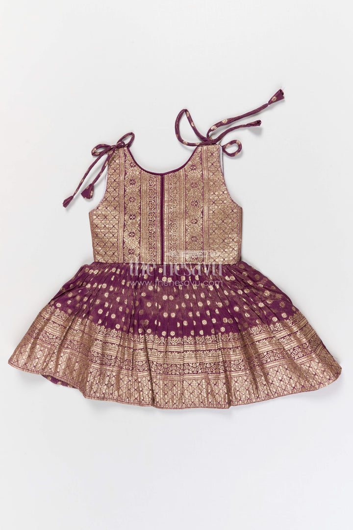 The Nesavu Silk Frock Girls Silk Frock for Weddings and Festive Occasions Nesavu 16 (1Y) / Purple / Silk Blend SF1132A-16 Nesavu girls blend silk frock with tissue skirt for weddings and festive wear