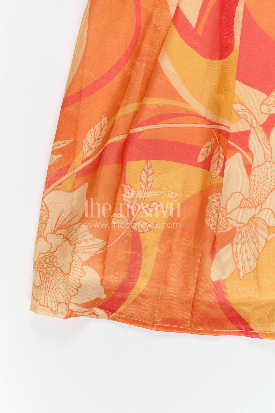The Nesavu Girls Silk Gown Girls Silk Gown for Festive Birthdays and Family Celebrations Nesavu Nesavu Girls Semi Banaras Silk Gown With Tissue Yoke For Birthdays And Festive Occasions