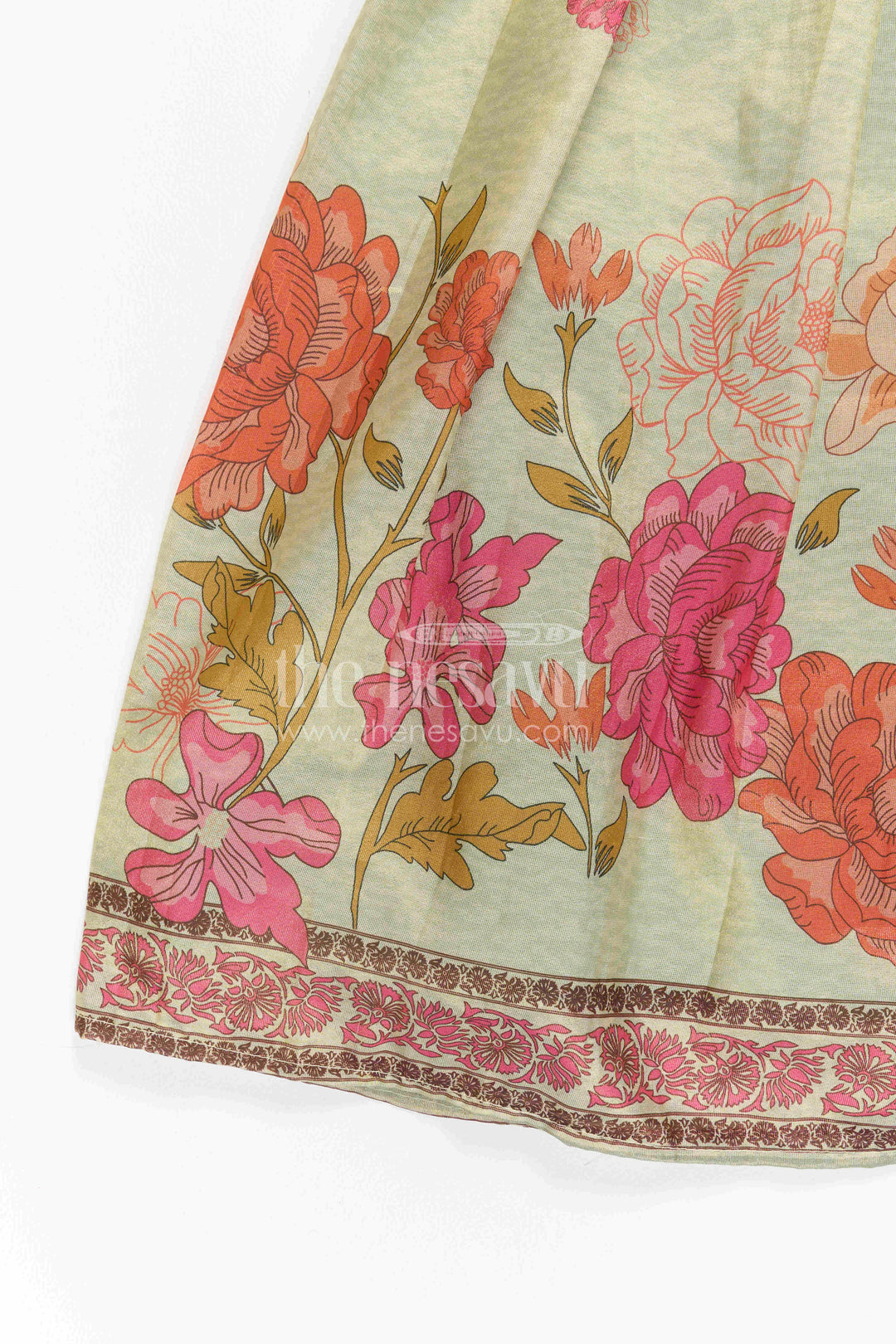 The Nesavu Girls Silk Gown Girls Silk Gown for Festive Garden Parties Nesavu Nesavu Girls Silk Gown For Festive Garden Parties With Semi Banaras Art Silk And Digital Print