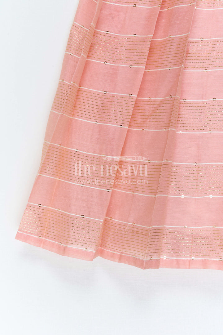 The Nesavu Girls Silk Gown Girls Silk Gown for Receptions and Festive Celebrations Nesavu Nesavu Girls Silk Gown With Jacquard Weave And Raw Silk Yoke For Festive Celebrations