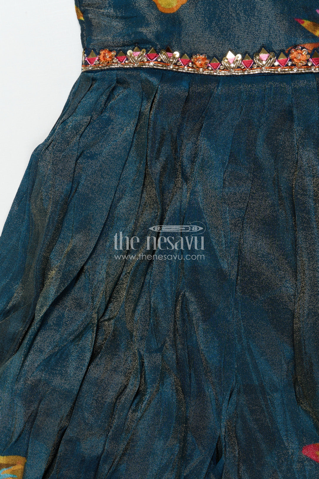 The Nesavu Girls Silk Gown Girls Silk Gown for Weddings and Festive Family Events Nesavu Nesavu girls silk gown in digital printed viscose silk for weddings and traditional occasions