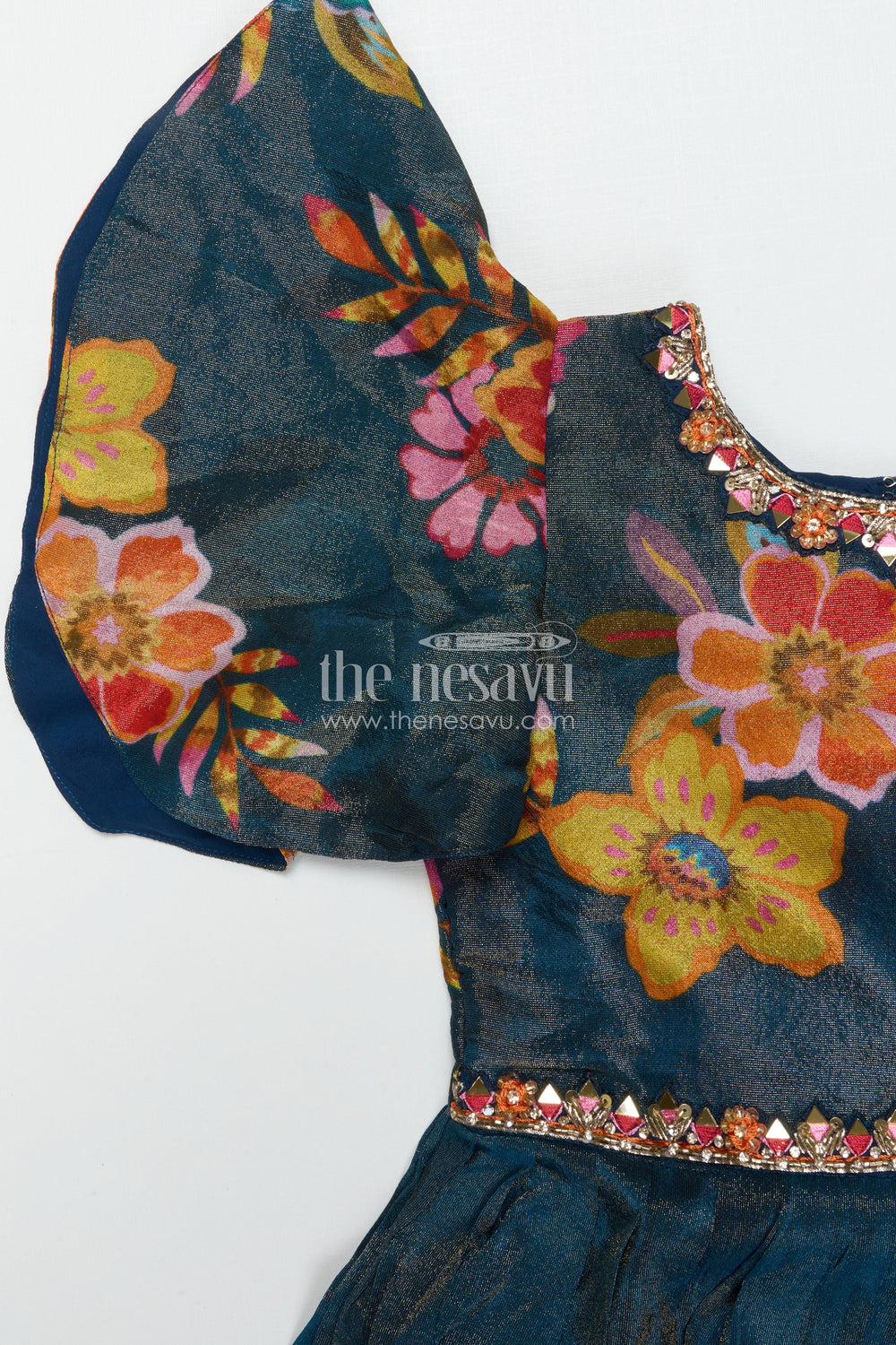 The Nesavu Girls Silk Gown Girls Silk Gown for Weddings and Festive Family Events Nesavu Nesavu girls silk gown in digital printed viscose silk for weddings and traditional occasions