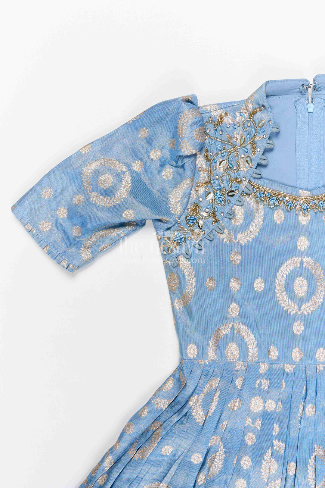 The Nesavu Girls Silk Gown Girls Silk Gown for Weddings and Grand Festive Occasions Nesavu Nesavu girls viscose silk gown for weddings with traditional zari border