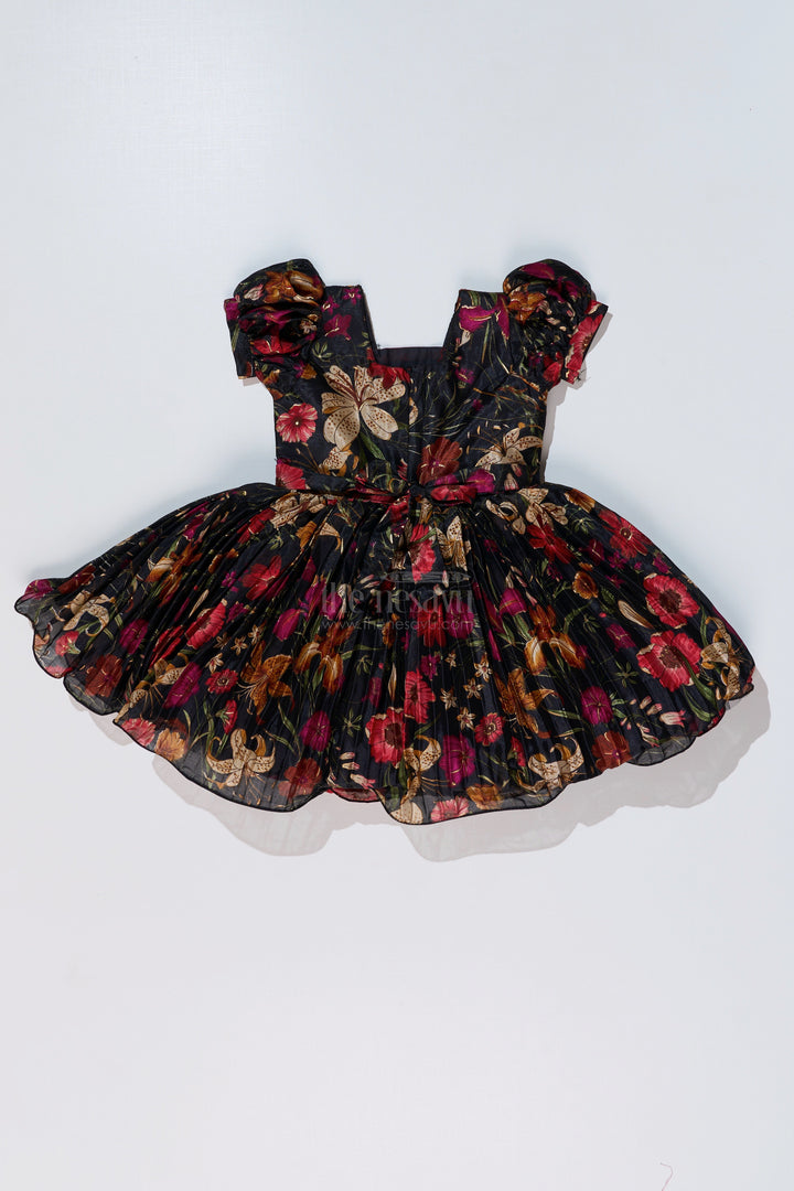 The Nesavu Silk Party Frock Girls Silk Kapde Ki Frock with Floral Chinon Digital Print and Embellished Neckline for Festive Wear Nesavu Nesavu Girls Silk Kapde Ki Frock Floral Digital Print Embellished Neckline