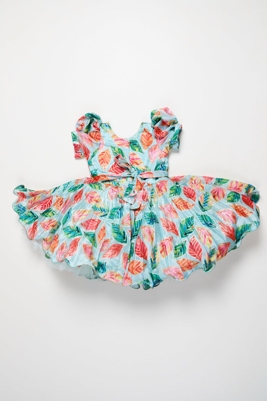 The Nesavu Silk Party Frock Girls Silk Party Frock with Beads and Leafy Digital Print Nesavu Nesavu girls silk party frock leafy digital print beads