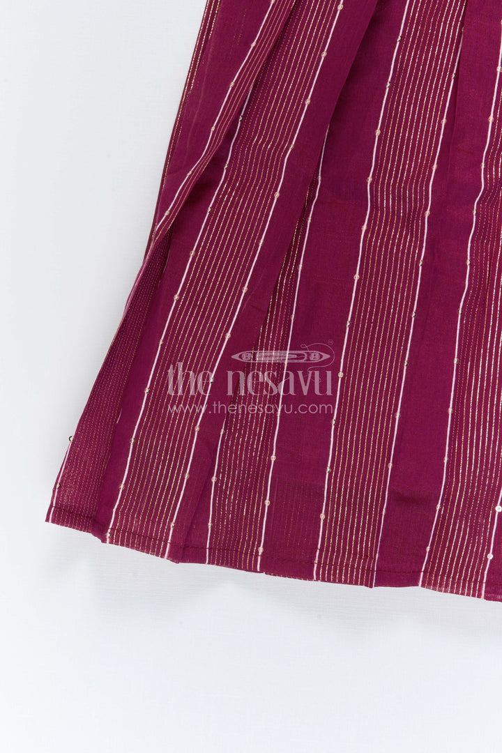 The Nesavu Girls Silk Gown Girls Silk Party Gown for Festive Birthdays and Celebrations Nesavu Nesavu Girls Silk Party Gown For Festive Birthdays With Sequence Embroidery And Flared Styling
