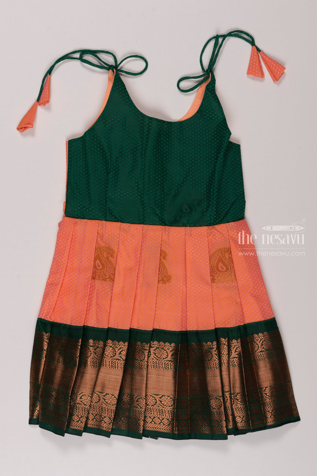 The Nesavu Tie-up Frock Girls Silk TieUp Ethnic Frock - Boutique Style Elegance Nesavu 16 (1Y) / Pink / Style 4 T343D-16 Trendy Silk Tie Up Frock for Girls | Floral Print Ethnic Dress | The Nesavu