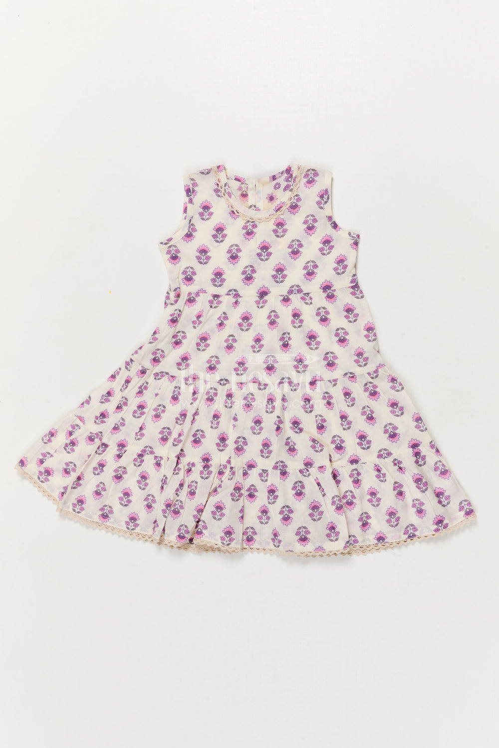 The Nesavu Girls Cotton Frock Girls Sleeveless Cotton Frock in Purple Block Print for Casual Chic Days Nesavu 16 (1Y) / Purple GFC2051A-16 Nesavu purple block-printed sleeveless cotton frock for girls – perfect for summer play and outings