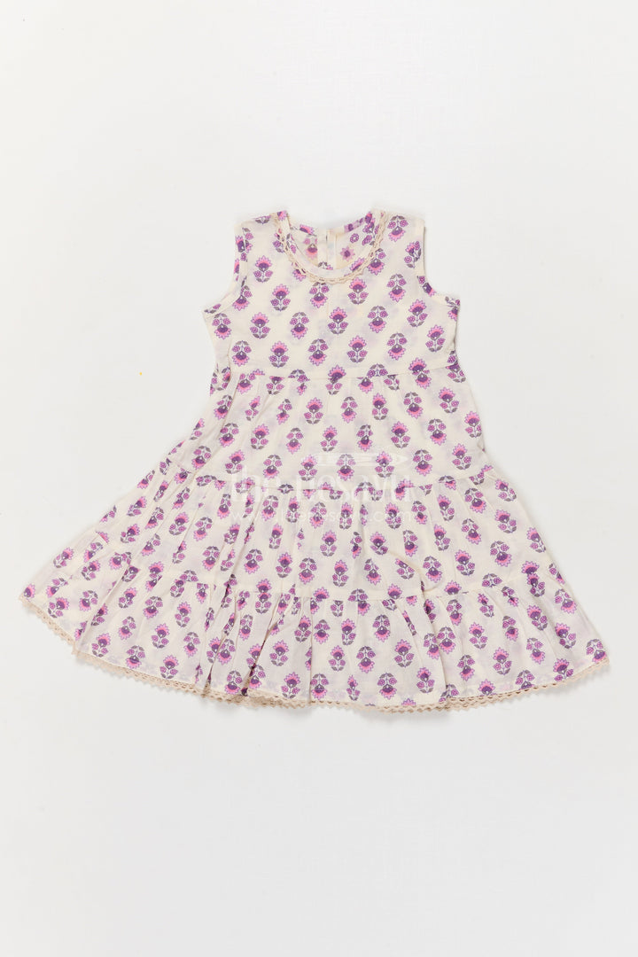 The Nesavu Girls Cotton Frock Girls Sleeveless Cotton Frock in Purple Block Print for Casual Chic Days Nesavu 16 (1Y) / Purple GFC2051A-16 Nesavu purple block-printed sleeveless cotton frock for girls – perfect for summer play and outings