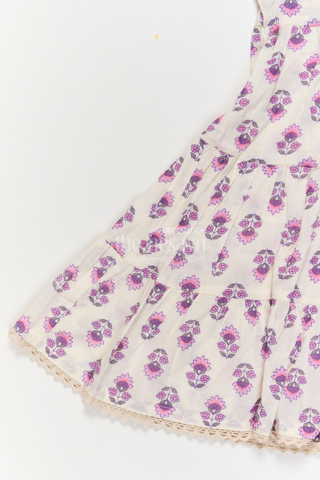 The Nesavu Girls Cotton Frock Girls Sleeveless Cotton Frock in Purple Block Print for Casual Chic Days Nesavu Nesavu purple block-printed sleeveless cotton frock for girls – perfect for summer play and outings