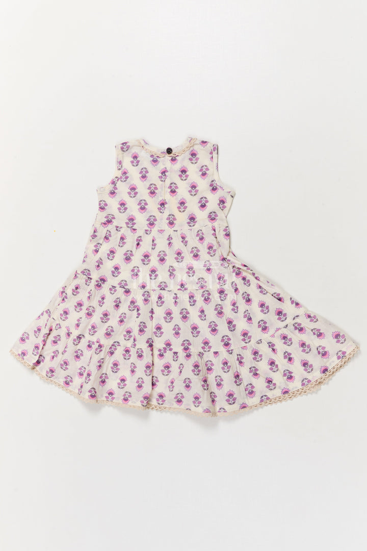 The Nesavu Girls Cotton Frock Girls Sleeveless Cotton Frock in Purple Block Print for Casual Chic Days Nesavu Nesavu purple block-printed sleeveless cotton frock for girls – perfect for summer play and outings