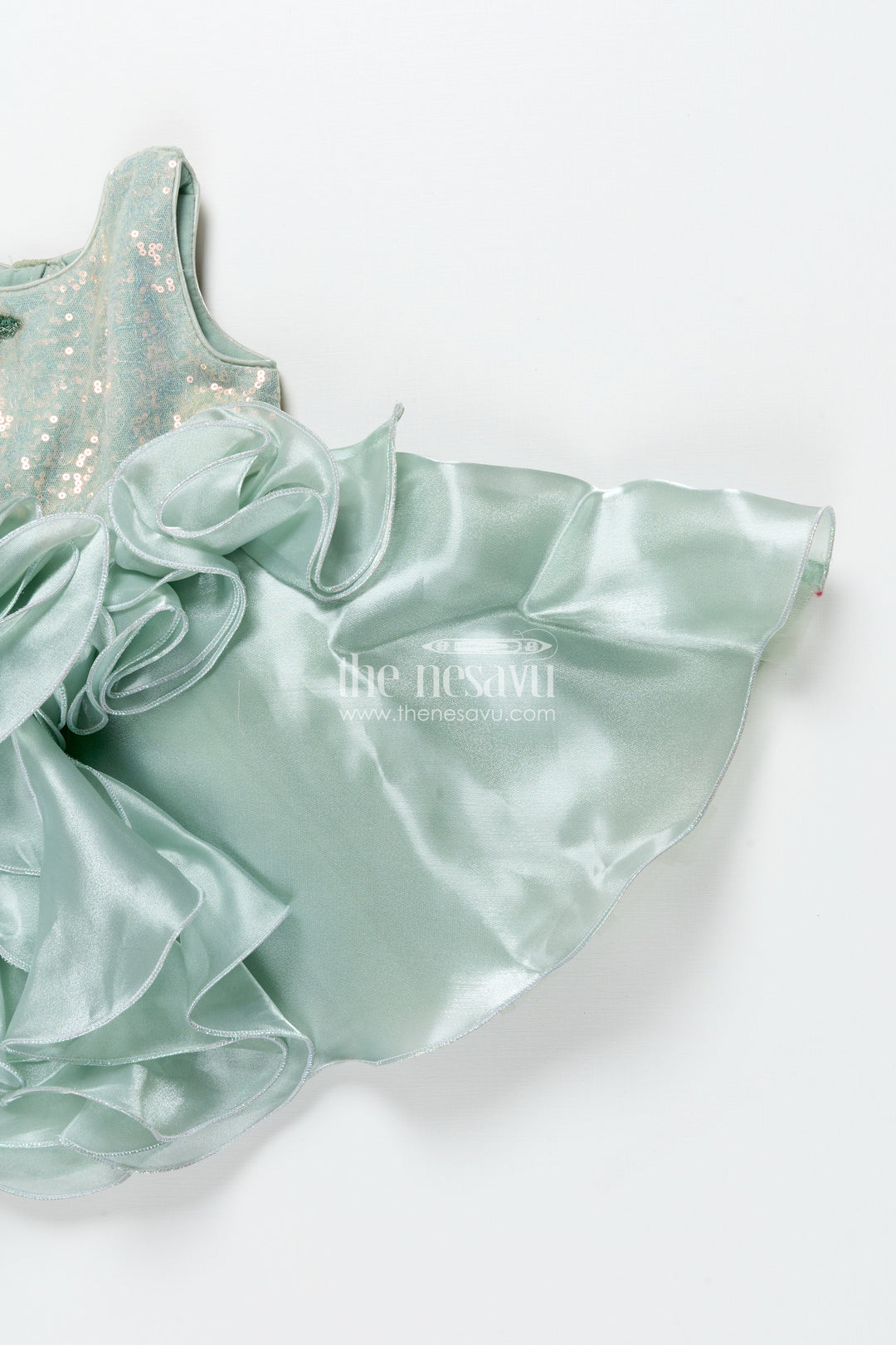 The Nesavu Girls Fancy Party Frock Girls Sleeveless Organza Frock with Layered Ruffle Skirt Nesavu Nesavu girls ruffle organza frock birthdays events
