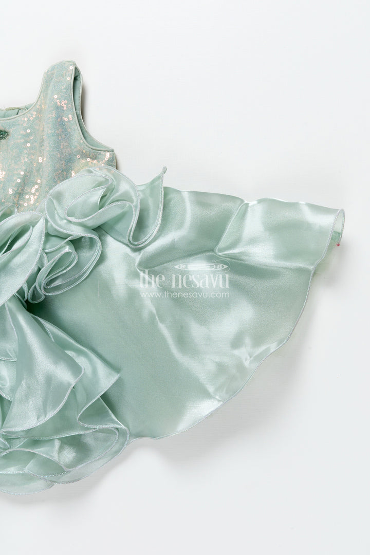 The Nesavu Girls Fancy Party Frock Girls Sleeveless Organza Frock with Layered Ruffle Skirt Nesavu Nesavu girls ruffle organza frock birthdays events