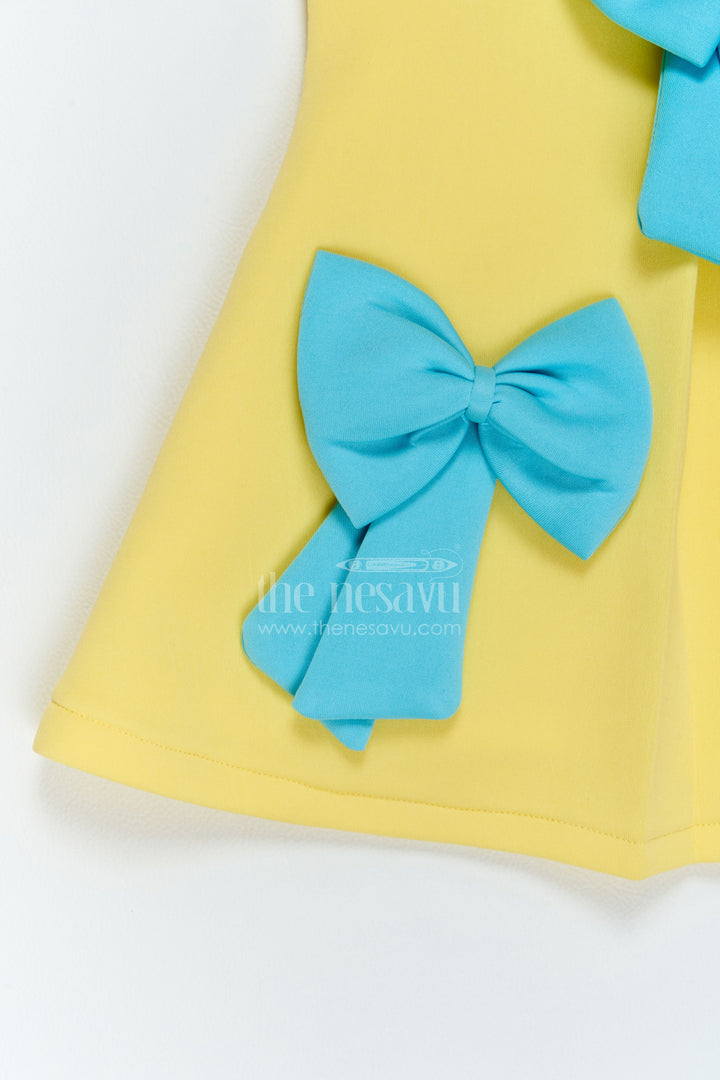 The Nesavu Girls Fancy Party Frock Girls Statement Bow Frock for Birthday Parties and Playful Celebrations Nesavu Nesavu Girls Statement Bow Scuba Frock For Birthday Parties Cake Cutting And Playful Celebrations