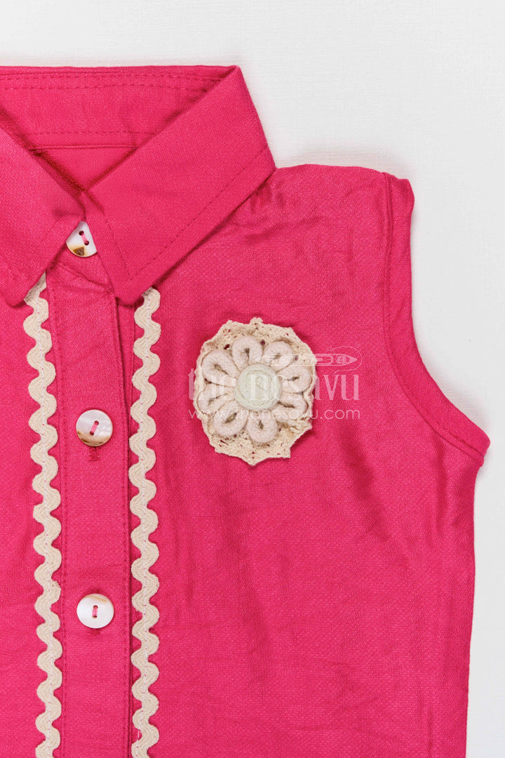 The Nesavu Girls Co-Ord Sets Girls Stylish Bubble Crepe Co-ord Set for Trendy Summer Outings Nesavu Nesavu girls bubble crepe co-ord set with sleeveless top and shorts for stylish summer wear