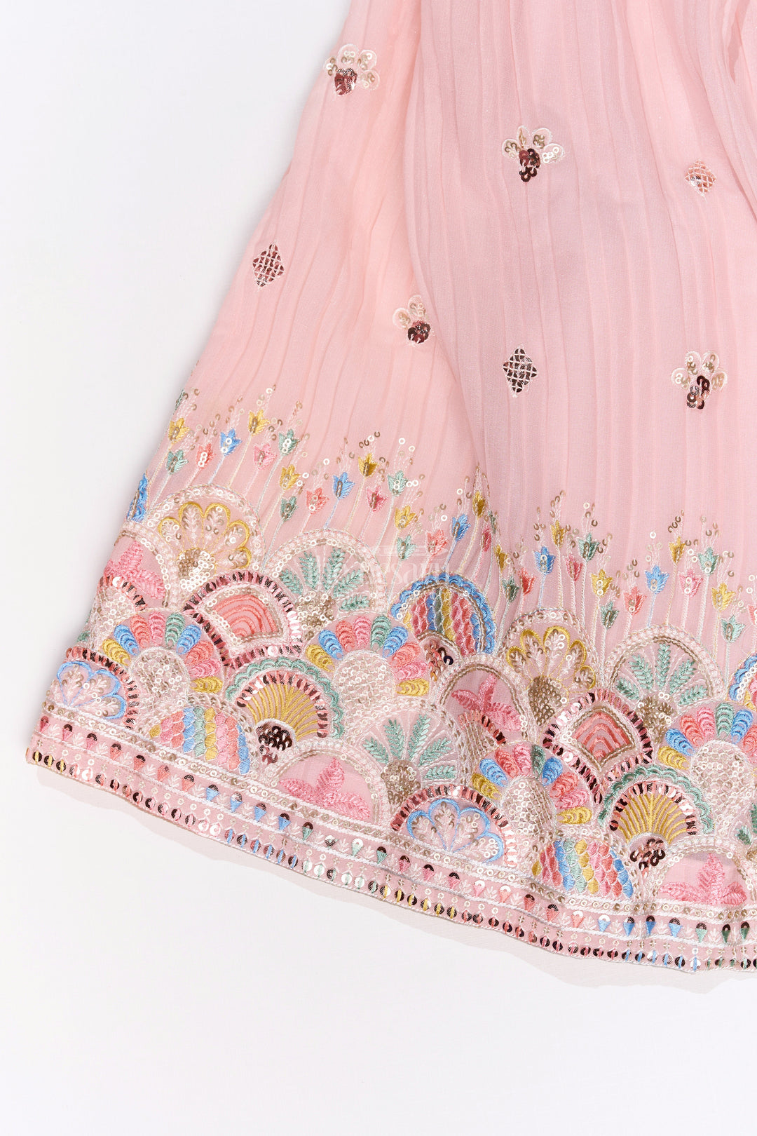 The Nesavu Girls Lehenga Choli Girls Stylish Lehenga Choli with Multicolor Embroidery and Elegant Scalloped Hem for Festive Wear Nesavu Nesavu Girls Stylish Lehenga Choli Multicolor Embroidery Scalloped Hem Festive Wear