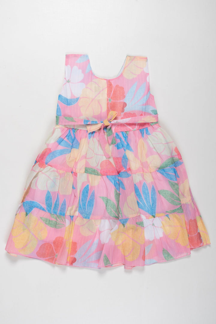 The Nesavu Girls Fancy Frock Girls Summery Floral Belted Dress - Bright and Breezy Nesavu Stylish Floral Girls Dresses for Summer | Playful & Cool | The Nesavu