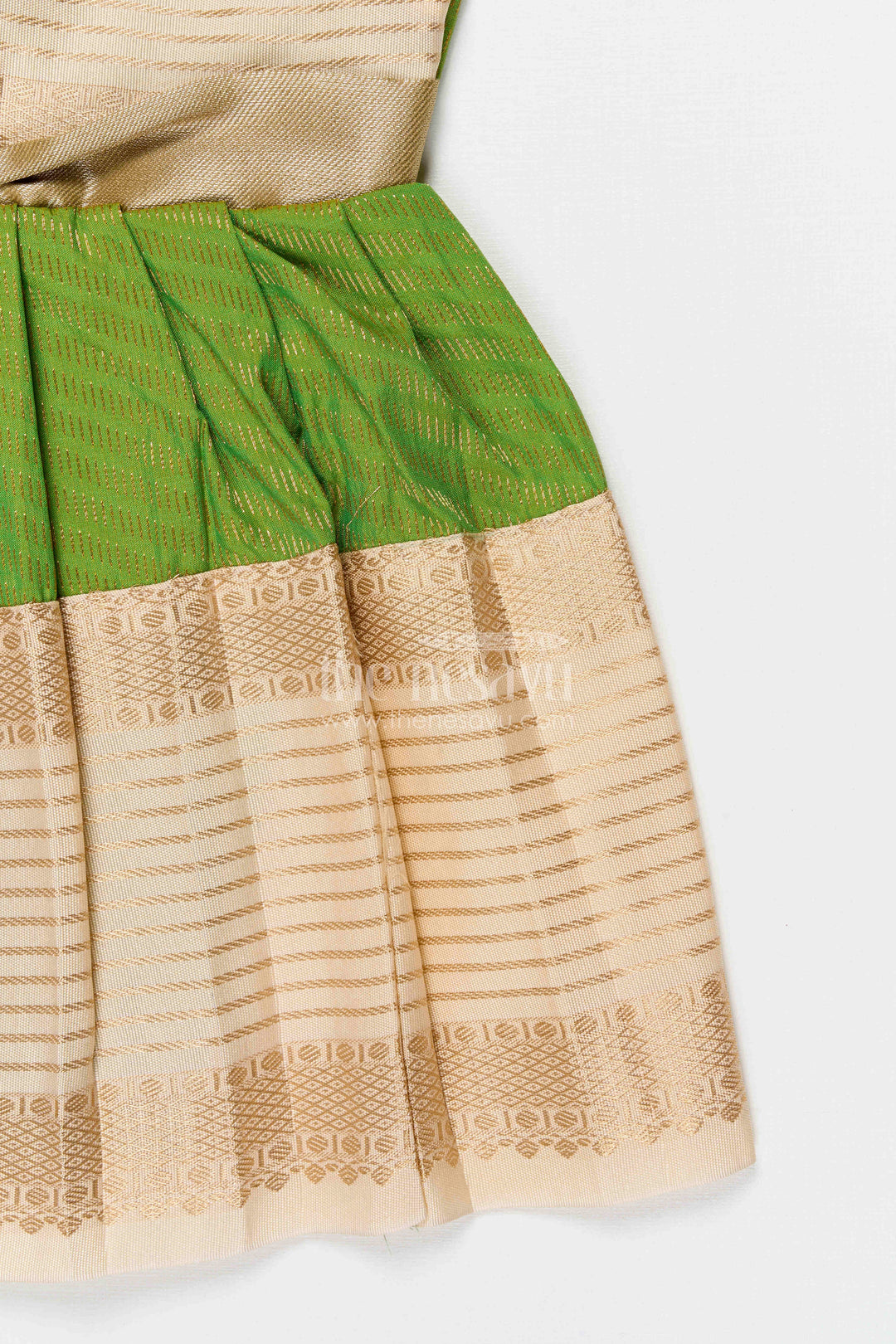 The Nesavu Girls Kanchi Silk Frock Girls Temple Wear Silk Frock for Traditional Occasions Nesavu Nesavu Girls Temple Wear Kanchivaram Silk Frock For Traditional Ceremonies And Festive Occasions