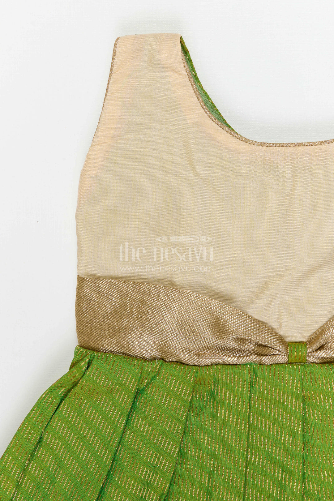 The Nesavu Girls Kanchi Silk Frock Girls Temple Wear Silk Frock for Traditional Occasions Nesavu Nesavu Girls Temple Wear Kanchivaram Silk Frock For Traditional Ceremonies And Festive Occasions