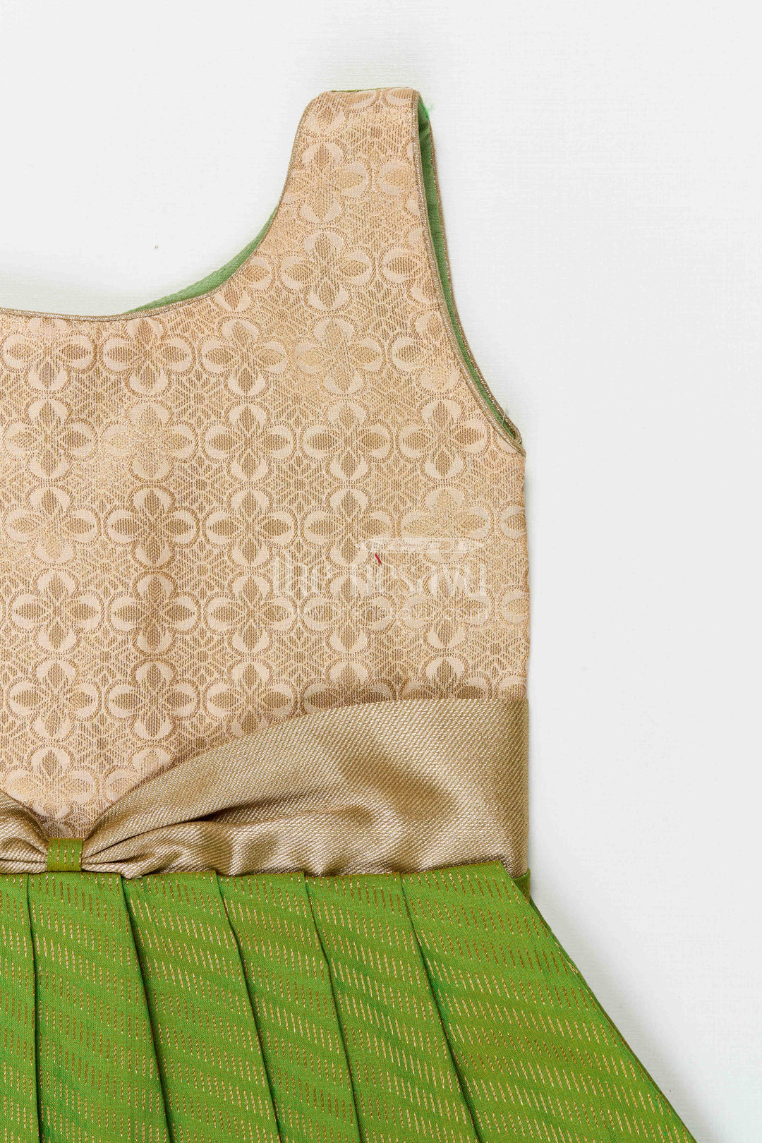 The Nesavu Girls Kanchi Silk Frock Girls Temple Wear Silk Frock for Traditional Occasions Nesavu Nesavu Girls Temple Wear Kanchivaram Silk Frock For Traditional Ceremonies And Festive Occasions