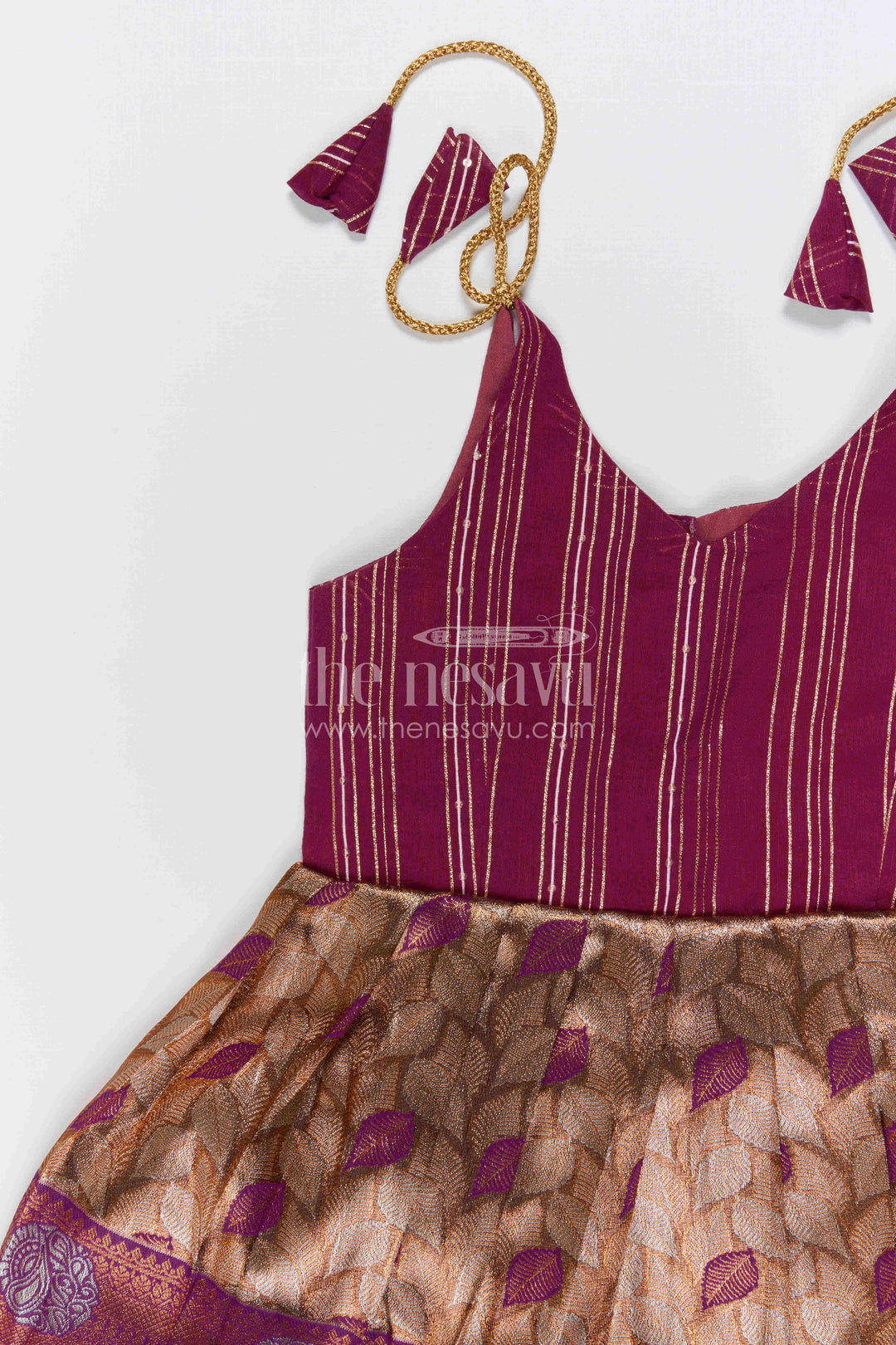 The Nesavu Tie-up Frock Girls Tie up Frock for Wedding and Festive Occasions Nesavu Nesavu Girls Tie Up Frock With Zari Border For Weddings And Festive Celebrations
