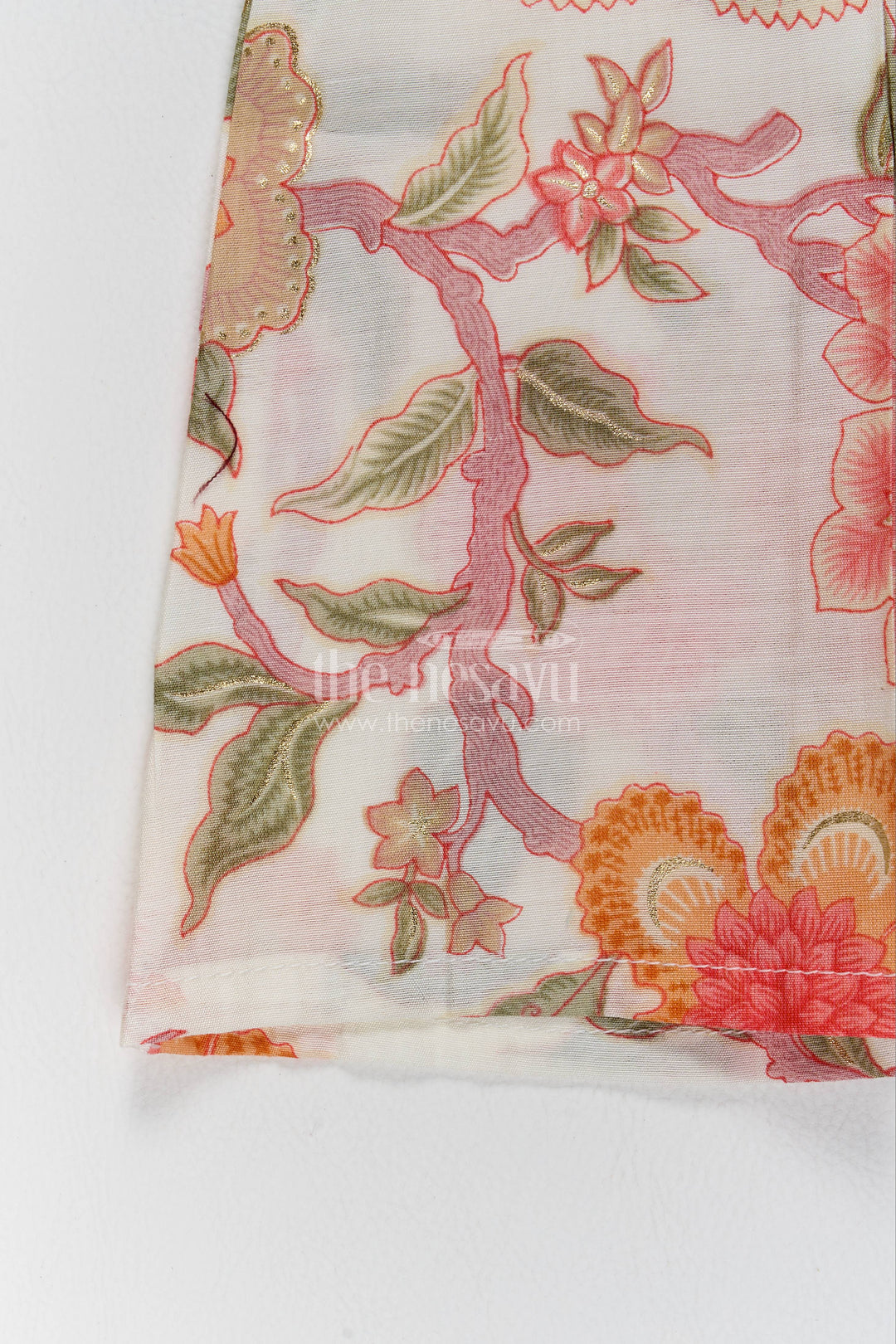 The Nesavu Girls Sharara / Plazo Set Girls Top and Pant Set in Orange for Celebrations and Photos Nesavu Nesavu Girls Top And Pant Set With Digital Print For Festive Occasion