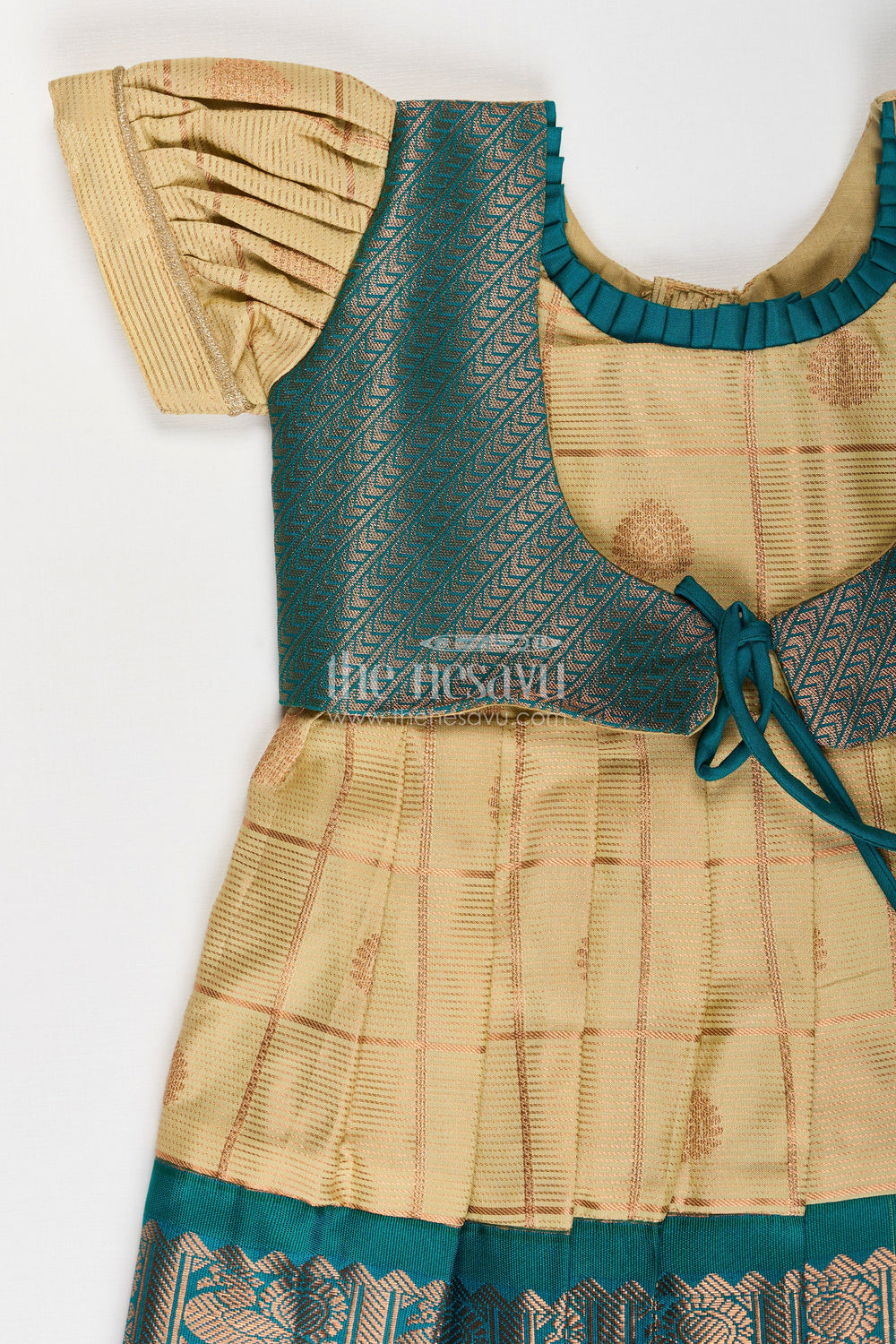 The Nesavu Girls Kanchi Silk Frock Girls Traditional Semi Kanchivaram Silk Frock Perfect for Small Baby Frock Inspired Ethnic Wear Nesavu Girls Traditional Semi Kanchivaram Silk Frock Perfect Small Baby Frock Inspired Ethnic Celebrations | The Nesavu