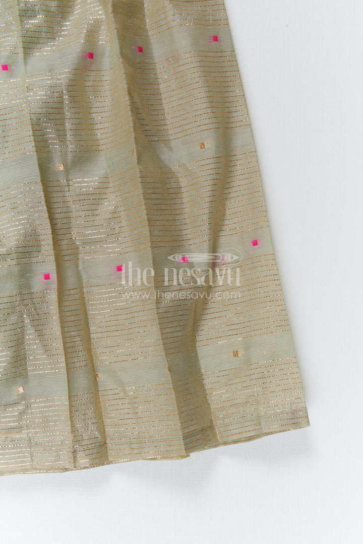 The Nesavu Girls Silk Gown Girls Traditional Silk Gown for Festive Family Occasions Nesavu Nesavu Girls Traditional Silk Gown With Demi Banaras Yoke For Festive Family Celebrations